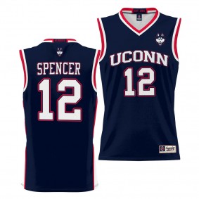UConn Huskies Cam Spencer Navy #12 NIL Basketball Jersey Lightweight Unisex