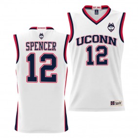 Cam Spencer UConn Huskies #12 White NIL Basketball Jersey Unisex Lightweight