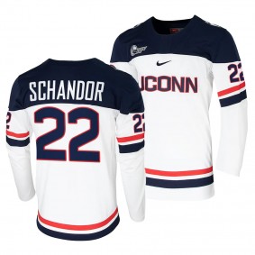 UConn Huskies Hudson Schandor College Hockey White #22 Replica Jersey 2023-24