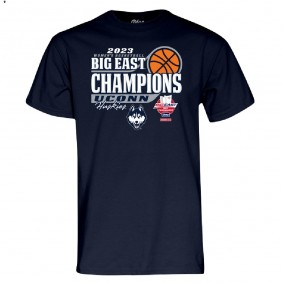 UConn Huskies 2023 Big East Womens Basketball Conference Tournament Champs Navy Locker Room T-Shirt - Unisex